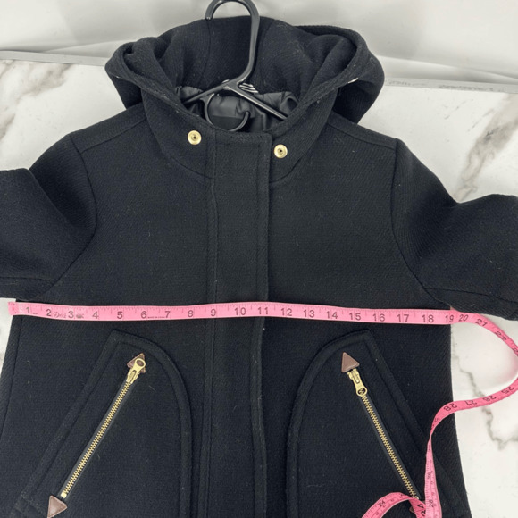 J.Crew Chateau Italian Wool Parka Pea Coat Winter Jacket Size 6 Petite Black - Picture 8 of 16